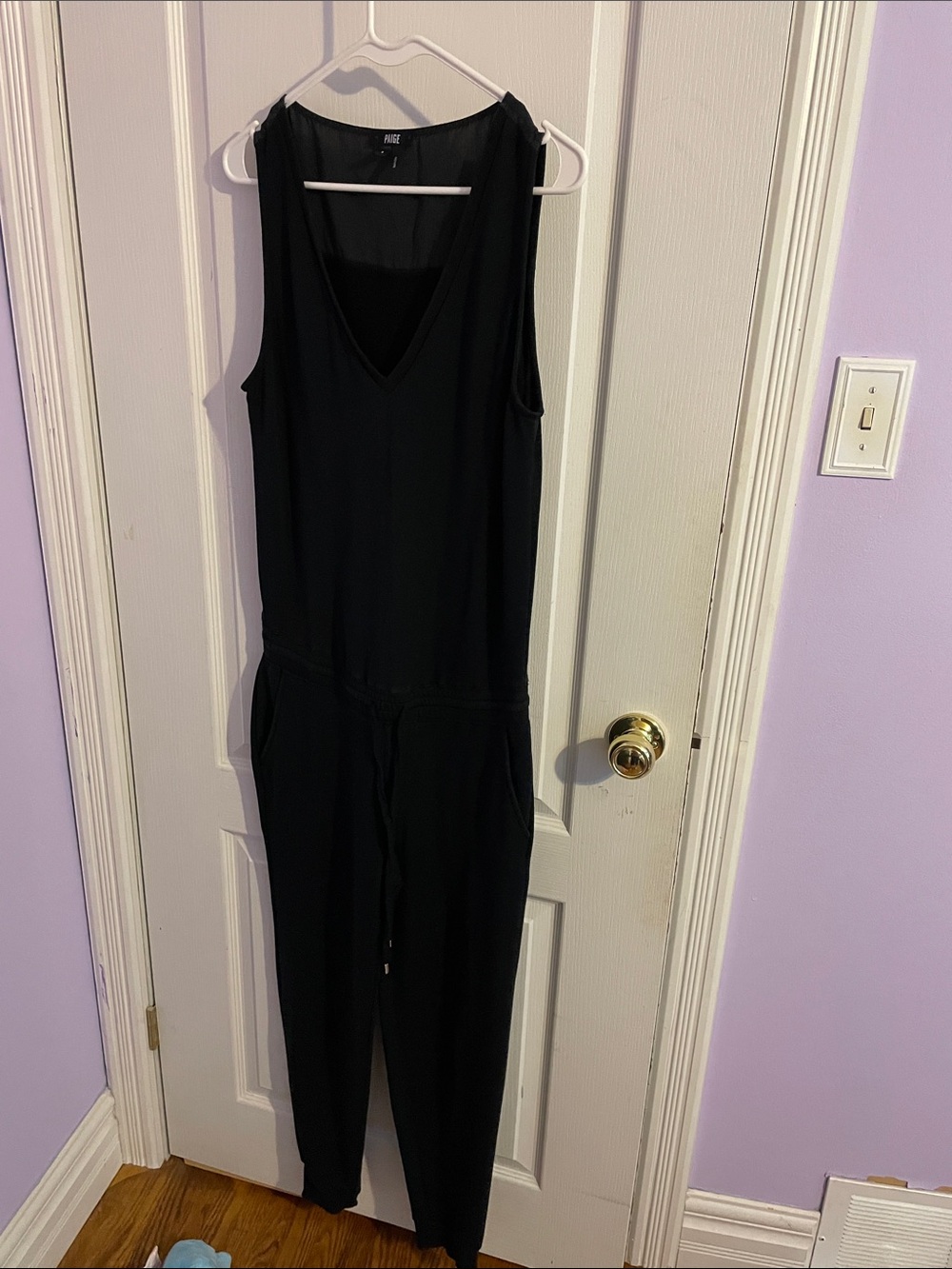 PAIGE Margie Jumpsuit Romper Sleeveless V-Neck Drawstring waist - size small
